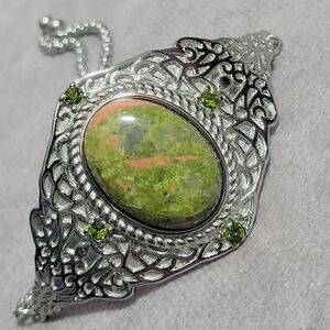 Unakite and Green Austrian Crystal Bracelet‎